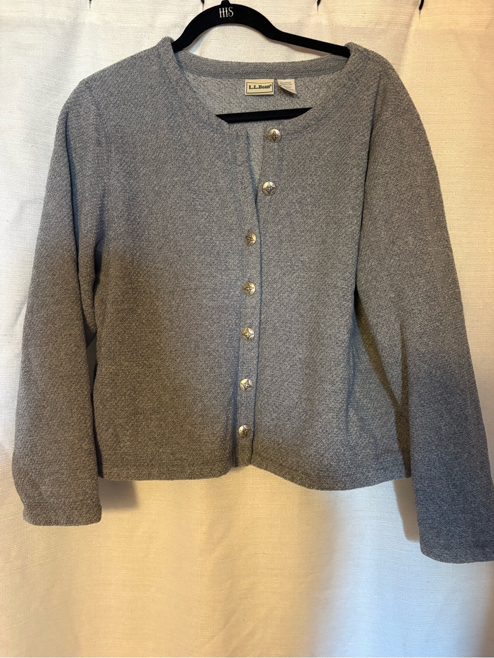 L.L. Bean Women's Light Gray Button-Front Cardigan Sweater